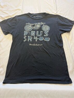 Deus Ex Machina SR400 Motorcycle Graphic Tee Charcoal Grey L